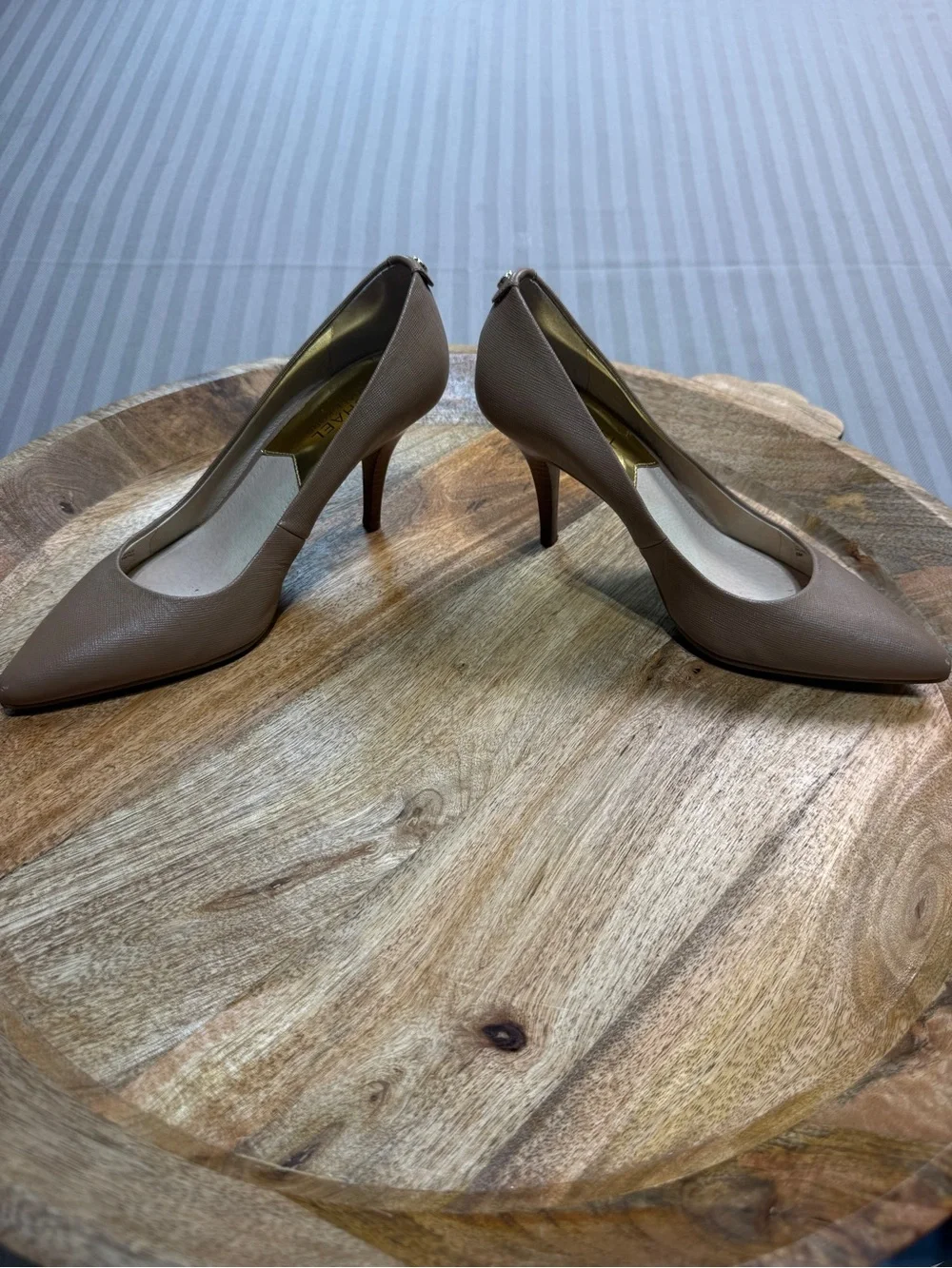 Taupe Pointed Toe Pumps Michael Kors 6M Textured Career Heels